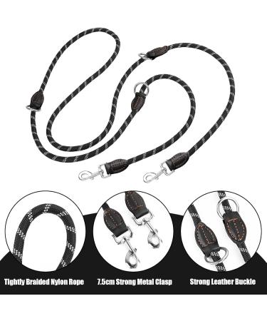 Runway Double Dog Leash 3m Adjustable | Dual Clip Leash for Small & Large Dogs | Durable Black Long Line - Buy Online on SooperMarket.com