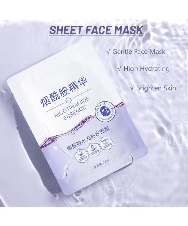 Niacinamide Sheet Mask Niacinamide & Hyaluronic Acid Face Mask Set Hydrating Face Mask Evens Skin Tone Face Masks Skincare Face Masks Beauty For Dehydrated Dull and Tired Skin 5PC - Buy Online on SooperMarket.com