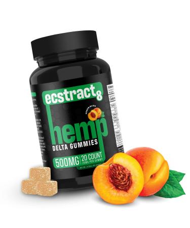 Hemp Gummies Delta Premium 500 Milligram High Potency - 25 Per Fruity Gummy Bear - Stress Relief, Inflammation, Pain, Restful Sleep (Peach Bliss)