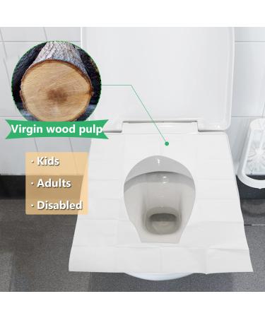 100 Disposable Flushable Toilet Seat Covers for Adults & Kids - Portable Travel Paper Cover Pack with Individually Wrapped Sheets - Buy Online on SooperMarket.com