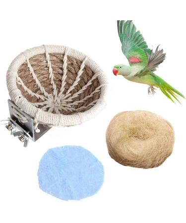PINVNBY Bird Nest Hemp Rope Weave Parakeet Breeding Nest Bed Small Parrot Cage Hatching Nesting Box with Flannel for Budgie Cockatiel Lovebird