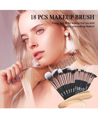 18-Piece Professional Premium Synthetic Makeup Brush Set with Case - BlackGold Makeup Brushes for Foundation, Kabuki, Eye, and Travel - Buy Online on SooperMarket.com