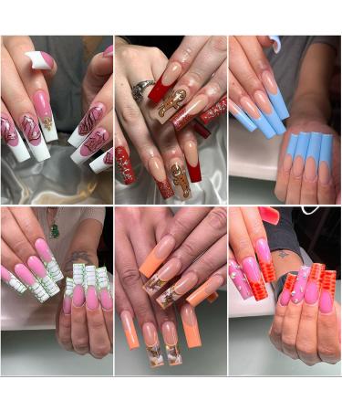 480 Pcs Straight Square Nail Tips | Clear Half Cover C Curve Acrylic & Gel Extension Set - Buy Online on SooperMarket.com