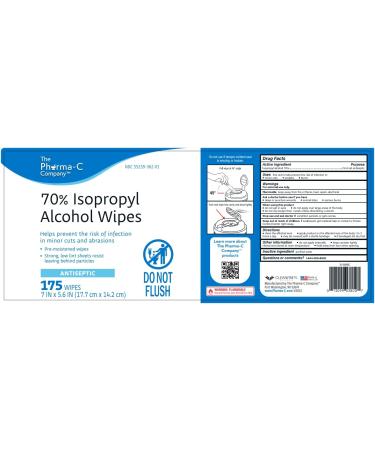 Pharma-C 70% Isopropyl Alcohol Wipes 175ct - Antiseptic Wound Cleaner - MADE IN USA - Buy Online on SooperMarket.com