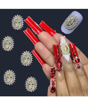 24pcs Religious Nail Charms Kit - San Judas Virgin Mary Cross 3D Nail Gems in Gold and Silver - Buddha Charms and Rhinestones for Nail Art - Buy Online on SooperMarket.com