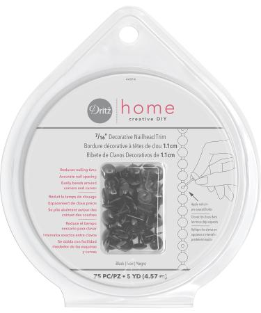 Dritz Home 44314 Smooth Decorative Nailhead Trim  7/16-Inch x 5-Yards  Black (75-Piece)