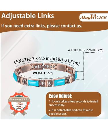 EnerCoppeX Copper Magnetic Bracelet for Women - Turquoise Jewelry with 3500 Gauss Magnet (COB-0167) - Buy Online on SooperMarket.com