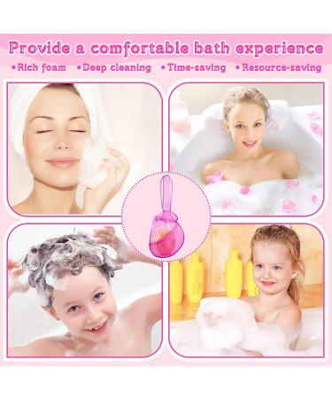 2 Pcs Rabbit Shaped Shampoo Conditioner Bar Pouch Set for Travel | Light Pink & Rose Pink | Exfoliating Loofah Bubble Foam Net - Buy Online on SooperMarket.com