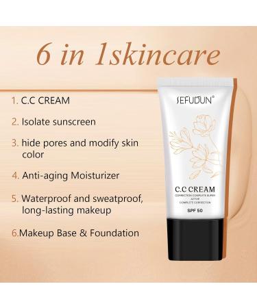 CC Cream Full Coverage Foundation Make Up Base & SPF 50+ Sunscreen Anti-aging Moisturizer - Natural Color 2Pcs 30 ml (Pack of 1) - Buy Online on SooperMarket.com