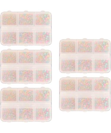 5 Boxes Nail Art Beads Glittery Nail Rhinestones Set with Different Shapes and Sizes Portable Plastic Manicure Art Beads with Transparent Storage Box Nail Art Decoration for Nail Salon - Buy Online on SooperMarket.com