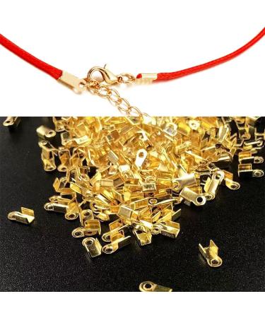 1000 PCS Clamshell Crimp Fold Over Cord Ends - DIY Jewelry Making Cord Tips in Gold, Silver, Gun Black, Bronze, and Rose Gold - Buy Online on SooperMarket.com