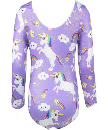 Girls Gymnastics Leotard Sparkle Dancewear Purple Unicorn - Size 6-7 Years - Buy Online on SooperMarket.com