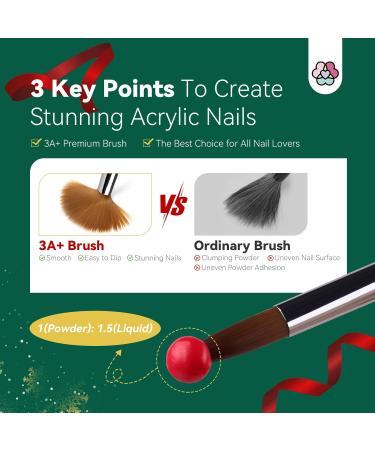 Saviland Christmas Acrylic Nail Brush Set - 4PCS Nail Art Brushes for Acrylic Powder & Liquid Monomer - Glitter Nail Art Tool for Manicure - Women's Gift Set (Size 6/10/12/14) - Buy Online on SooperMarket.com