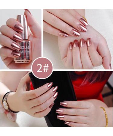 Mirror Nail Polish Metal Nail Varnish 6 Colors Chrome Nail Polish Set Metallic Mirror Effect Quick Drying Long Lasting Gold Silver Champagne Red Colorful Women Gift No UV - Buy Online on SooperMarket.com