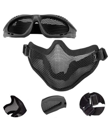 Emageren Airsoft masks foldable Half facial protection mask mask protective mask with softair protective glasses clear steel mask protective glasses military protection mask for halloween cosplay softair paintball cs