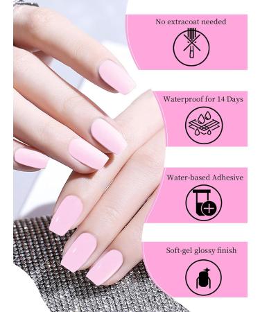Kalolary 32PCS Cured Gel Nail Polish Strips Adhesive Full Wrap Gel Nail Art Sticker Waterproof Gel Nail Wrap Stickers with Nail File and Stick(UV/LED Lamp Required) (Pink) - Buy Online on SooperMarket.com