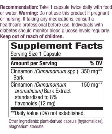 Nature's Way Cinnamon Vcaps 120 Count - Premium Herbal Supplement for Wellness - Buy Online on SooperMarket.com