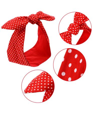 Retro 1940s Head Scarf Set - Red Black Boho Bow Headbands for Women - Vintage Rabbit Ear Hairband - Lovely Dot Design - Buy Online on SooperMarket.com