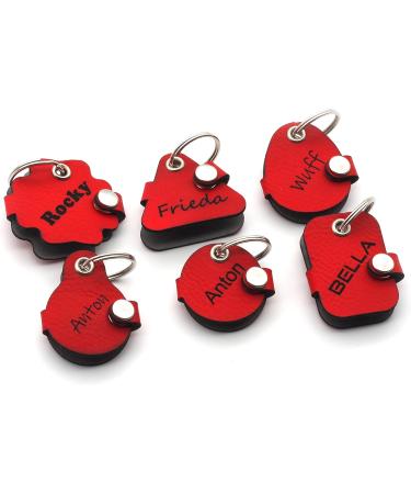 Copter Farm Dog Brand Bag | Engraved Leather Dog Collar | Customizable Red Round Design | Art & Real Leather - Buy Online on SooperMarket.com