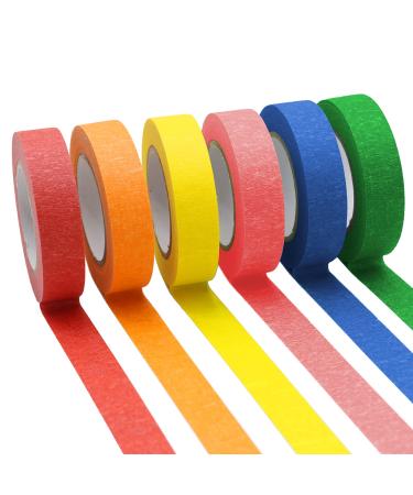 OWLKELA Colored Masking Tape 16 Yard Per Roll, 6 Rolls Rainbow Colors Painting Tape, Painters Tape, Craft Tape, Labeling Tape, Paper Tape for Bullet Journals, Party Decorations, DIY Craft