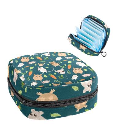 Small Pets Pattern Sanitary Napkin Storage Bag Feminine Menstrual Cup Pouches Nursing Pad Holder Tampon Bags Portable Period Bag for Women Teen Girls 1Pcs Multi-colored 6