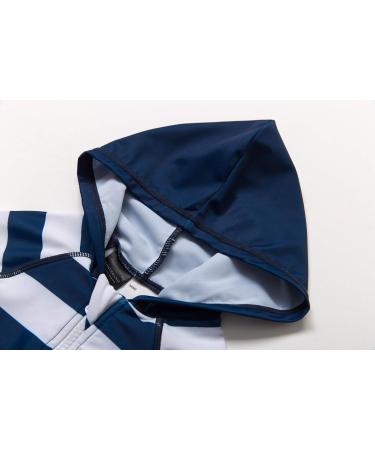 Bonverano Baby Boys Swimsuit - UPF 50+ Full-Zip Hoodie One Piece Swimwear 12-18 Months | Hooded White Stripe - Buy Online on SooperMarket.com
