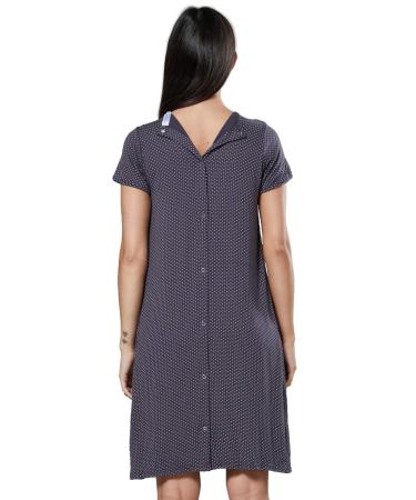 HAPPY MAMA. Women's Labor Delivery Hospital Gown Breastfeeding Maternity. 434p 14-16 Graphite With Dots