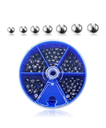 Aivoro fishing lime 100 pieces of lead blast shot lime fishing with storage box removable lead weight fishing 5 sizes lead grain range socket (0.3g/0.6g/0.6g/1g)
