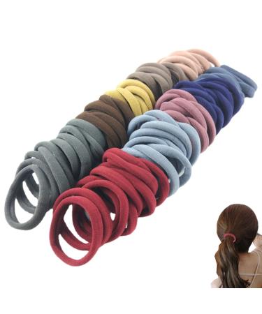Hair tie no damage silicone scrollie rubber tapes soft and stretchy large hair bands cute and simple ponytail holder for thick heavy and curly hair Dark color mixture 50st
