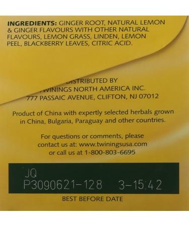 Twinings of London Lemon & Ginger Herbal Tea Bags - 25 Count (Pack of 1) - Buy Online on SooperMarket.com