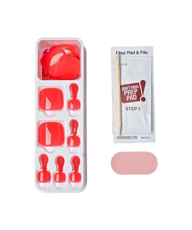 KISS imPRESS Fruity Candy Deep Red Pedicure Fake Toenails Kit | Square Shaped Press-On Nails with Prep Pad, Mini Nail File, Cuticle Stick | 24 Fake Nails - Buy Online on SooperMarket.com
