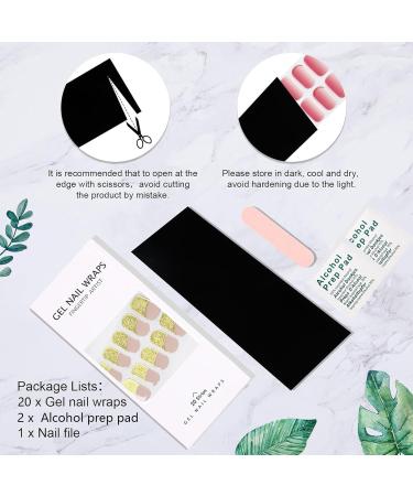 Semi Cured Gel Nails Strips - 20 Stickers Nail Wraps - Soft Self-Adhesive Gel Nail Stickers - Gold Glitter Gel Nail Strips for Nails Manicure Nail Wraps UV/LED Lamp Required Gold Edge - Buy Online on SooperMarket.com