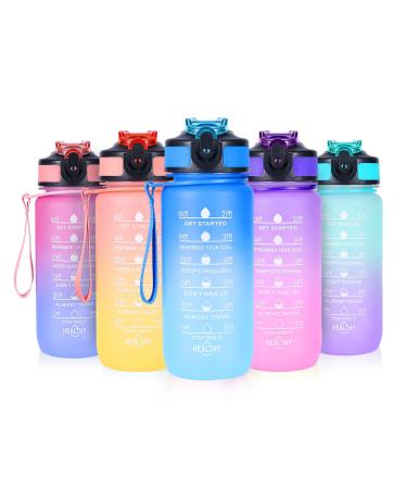 ROISDIYI Kids Water Bottle for School with Straw  20 OZ Motivational Water Bottle BPA-Free Reusable Leak-proof Water Bottles with One-handed Opening Straw Lids  Anti-dust Spout Cover (Blue) blue -blue