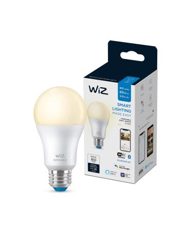 WiZ Connected Soft White 60W A19 Smart WiFi Light Bulb, Dimmable 2700K, Compatible with Alexa and Google Home Assistant, No Hub Required,Soft White (Dimmable Only),1 Bulb A19 Soft White (2700k) 1 Count (Pack of 1)
