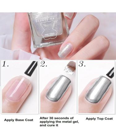 Glitter Silver Nail Polish Quick Dry Long Lasting Shimmer Nail Varnish Sparkle Metallic Effect No UV Needed Nail Paint Nail Polish Art Manicure Gifts for Women Girls DIY Home(10ML) - Buy Online on SooperMarket.com