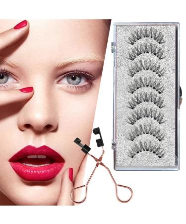 Magnetic Eyelashes without Eyeliner Reusable False Lashes Natural Look 3D Effect Waterproof Fake Eyelash Set with Applicator Noir
