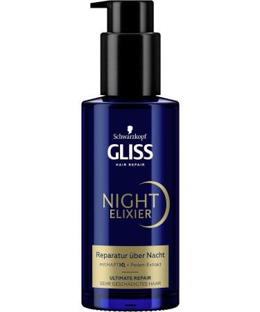 Gliss Night Elixir Ultimate Repair (100 ml) hair serum regenerated damaged hair in sleep hair care leaves soft & regenerated hair overnight (1 Pack)