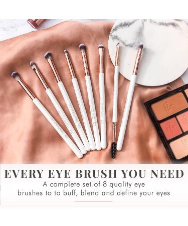 Rose Gold Eye Makeup Brush Set by Lily England - 8 Professional Brushes for Blending Eyeshadow, Concealer, Brows, and Eyeliner - Buy Online on SooperMarket.com