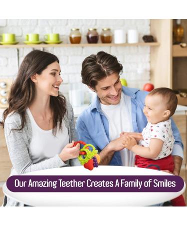 Baby Teething Toys for Newborns to Infants 6-12 Months | BPA Free Silicone Teethers | Fruit Shaped with Ring | Soothes Gums | 3 Pack - Buy Online on SooperMarket.com