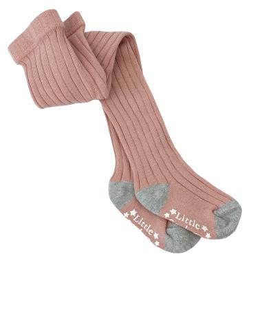 Non-Slip Super Soft Ribbed Baby and Toddler Girls Tights - Cosy Winter warm anti-skid tights for Active Children 1-2 Years Shell Pink