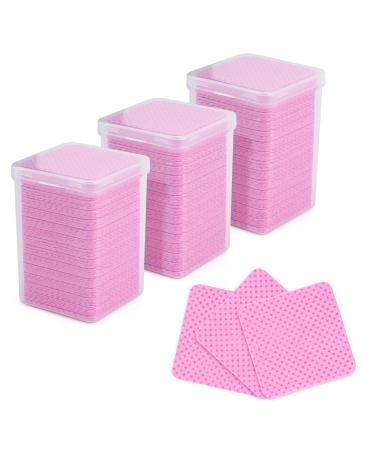Glue Wipes 600PCS Lint Free Nail Wipes Eyelash Glue Wipes for Cleaning Tweezers and Glue Bottle Mouth (Pink)