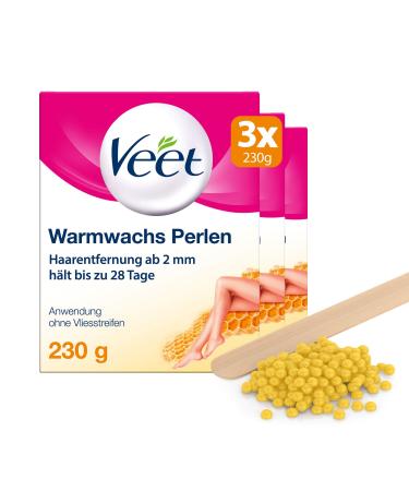 Warm wax pearls 3 Series with beeswax for use in the wax heater or water bath for long-lasting hair removal 3x veet warm wax beads 230 g