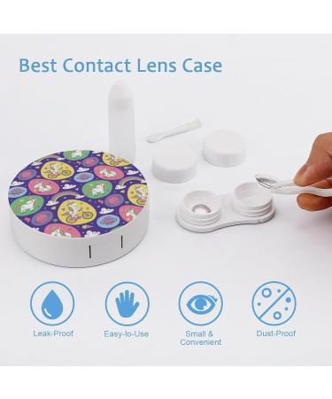 Magic Pattern with Unicorn Contact Lens Travel Kit Portable Cute Contact Box with Mirror for Daily Outdoor - Buy Online on SooperMarket.com