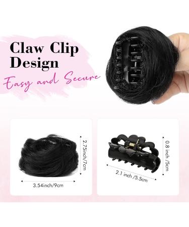 REECHO 2 PCS Mini Claw Clip in Messy & Cat Ears Hair Bun Extensions Wig Accessory Updo Hairpieces for Women Girls (Pack of 2-3.5" Wavy Natural Black) Pack of 2 - 3.5" Wavy Natural Black - Buy Online on SooperMarket.com