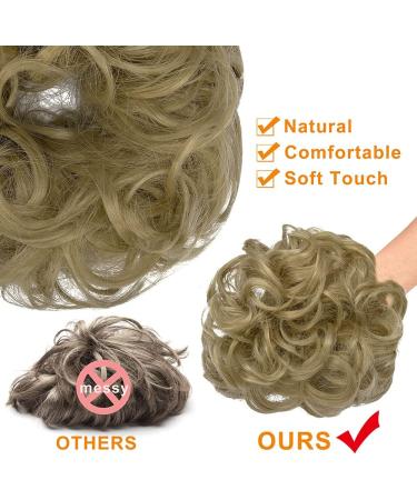 OMGREAT 2PCS Thick Updo Messy Hair Buns Curly Wavy Ponytail Extensions - Ash Blonde Color - Hair Scrunchies for Women and Girls - Buy Online on SooperMarket.com