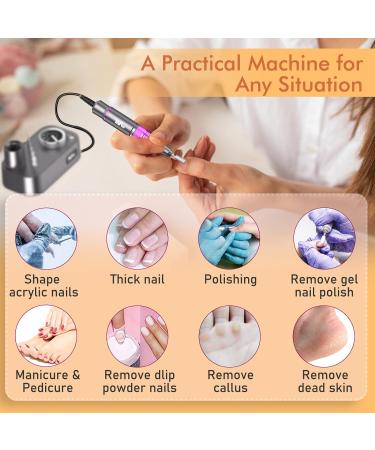 Nail Milling Mills for Geln gel - Yafex 11-in-1 Electric Nail Cutter 35000 RPM Professional Manicure & Pedicure Set Safety Lock Violet - Buy Online on SooperMarket.com