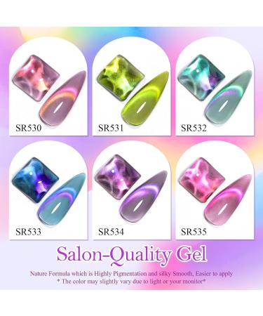 MEET ACROSS Glass Cat Eye Gel Polish Set - Colorful Magnetic UV Nail Polish for DIY Manicure | Soak Off Transparent Gel Kit - Buy Online on SooperMarket.com