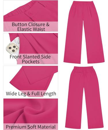 Vetinee High Waisted Wide Leg Dress Pants with Pockets - XXL Magenta - Buy Online on SooperMarket.com