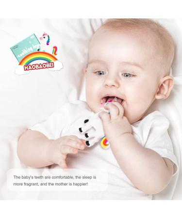 HAOBAOBEI Infant Unicorn Teether Toy - Natural Organic Silicone Teething Toy for Infants and Toddlers - Freezer Safe - White (1 Pack) - Buy Online on SooperMarket.com