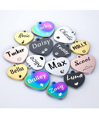 ID Tags for Dogs Cats - YEHANTI Personalised Dog Tag Engraved Stainless Steel Dog Tags Cat Tags for Pets with Various Cute and Beautiful Icons ID Name Tags for Dog Doggy Cat Kitten Heart - Buy Online on SooperMarket.com
